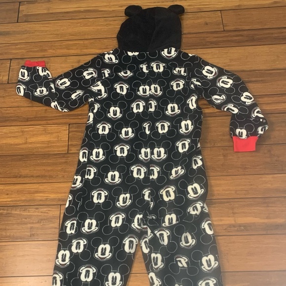 Disney Mickey Mouse One Piece Fleece Pajama With Hoodie & Ears Adults Size Large - Picture 5 of 9